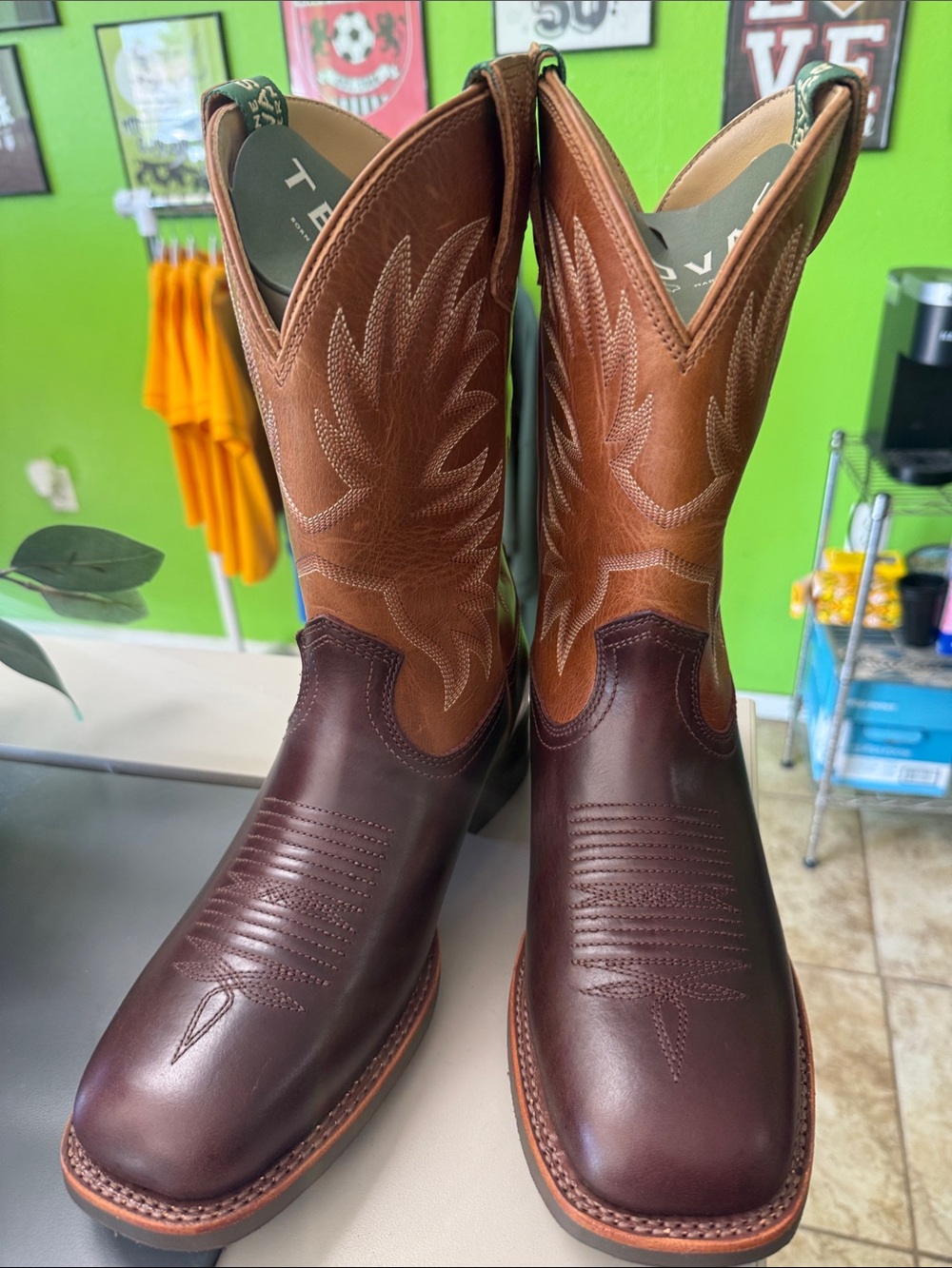 Tecovas Dark Brown Leather Western Cowboy Boots
